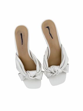 Ann Taylor White Knotted Slide Mules Size 6